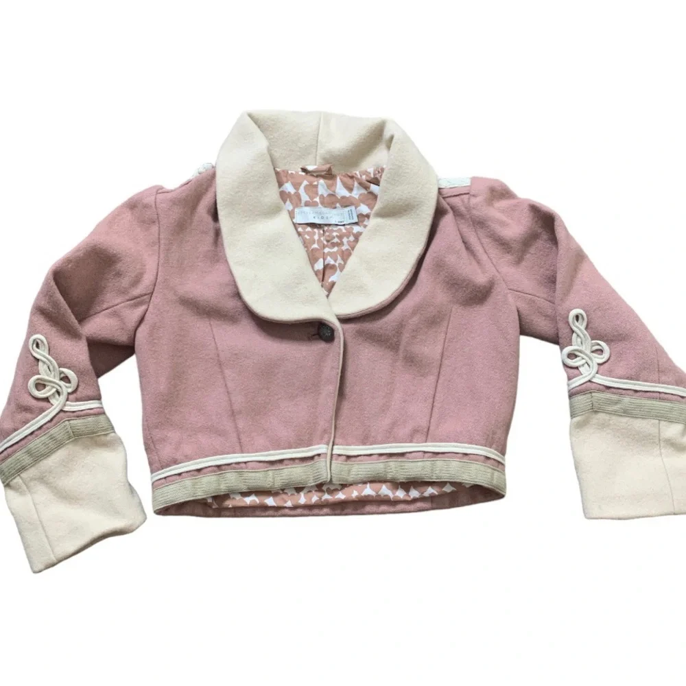 STELLA MCCARTNEY Kids Lee Jacket Wool With Military Detailing Pink/Beige Girl 6Y - Picture 4 of 15